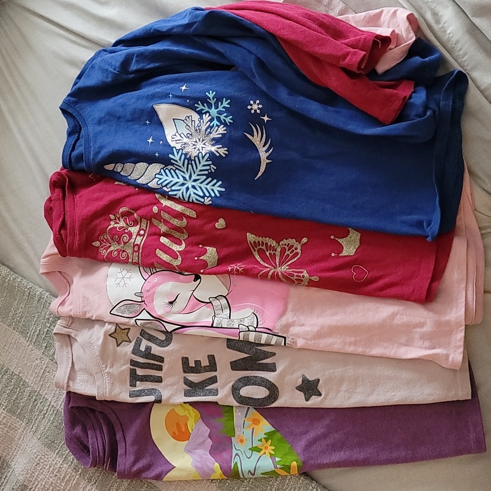6 long sleeve graphic tees girls sz 10/12